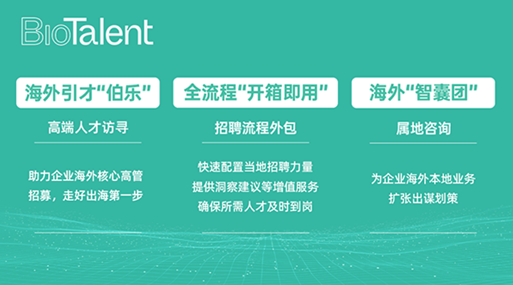 猎头公司30116金沙js9官网国际的海外分支团队BioTalent专注于生命健康领域的人才服务